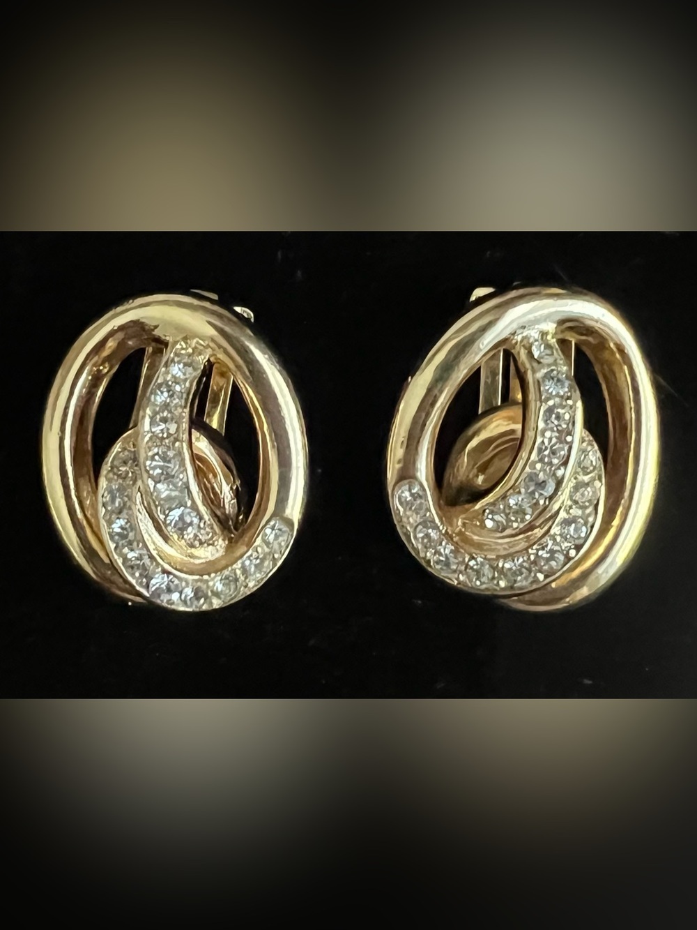 Christian Dior Vintage Crystal Clip On Earrings